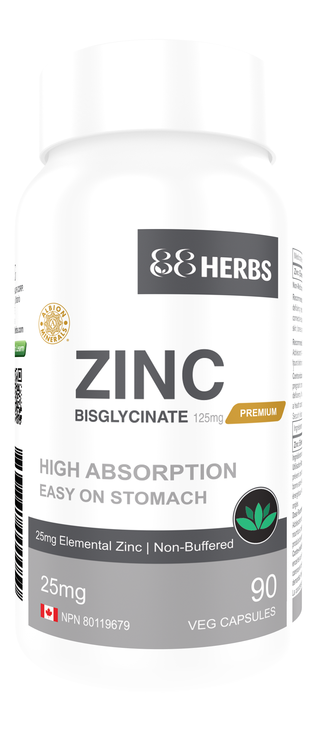 Zinc Bisglycinate 25mg - 90 Capsules | 88Herbs