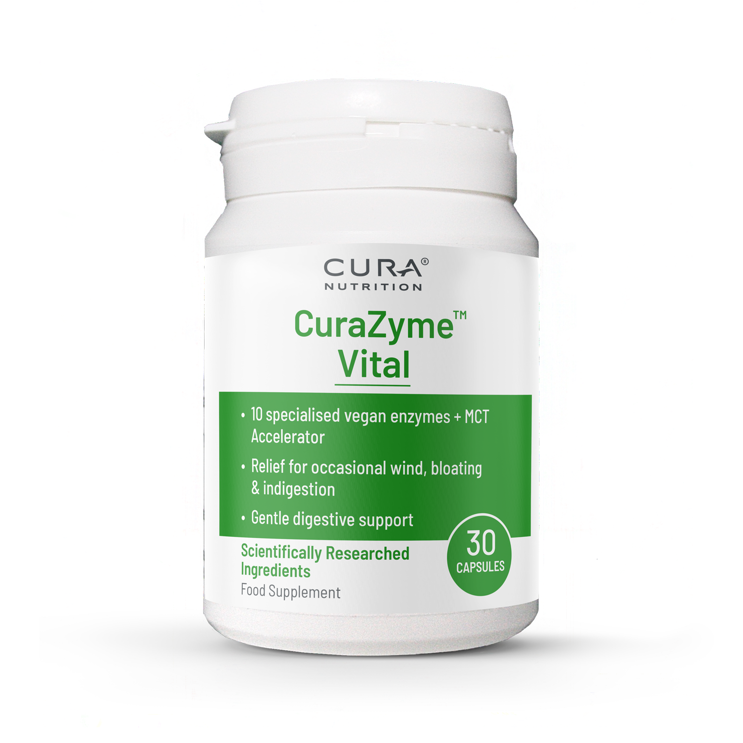CuraZyme Vital - Gentle Digestive Relief - 30 Capsules | Cura Nutrition