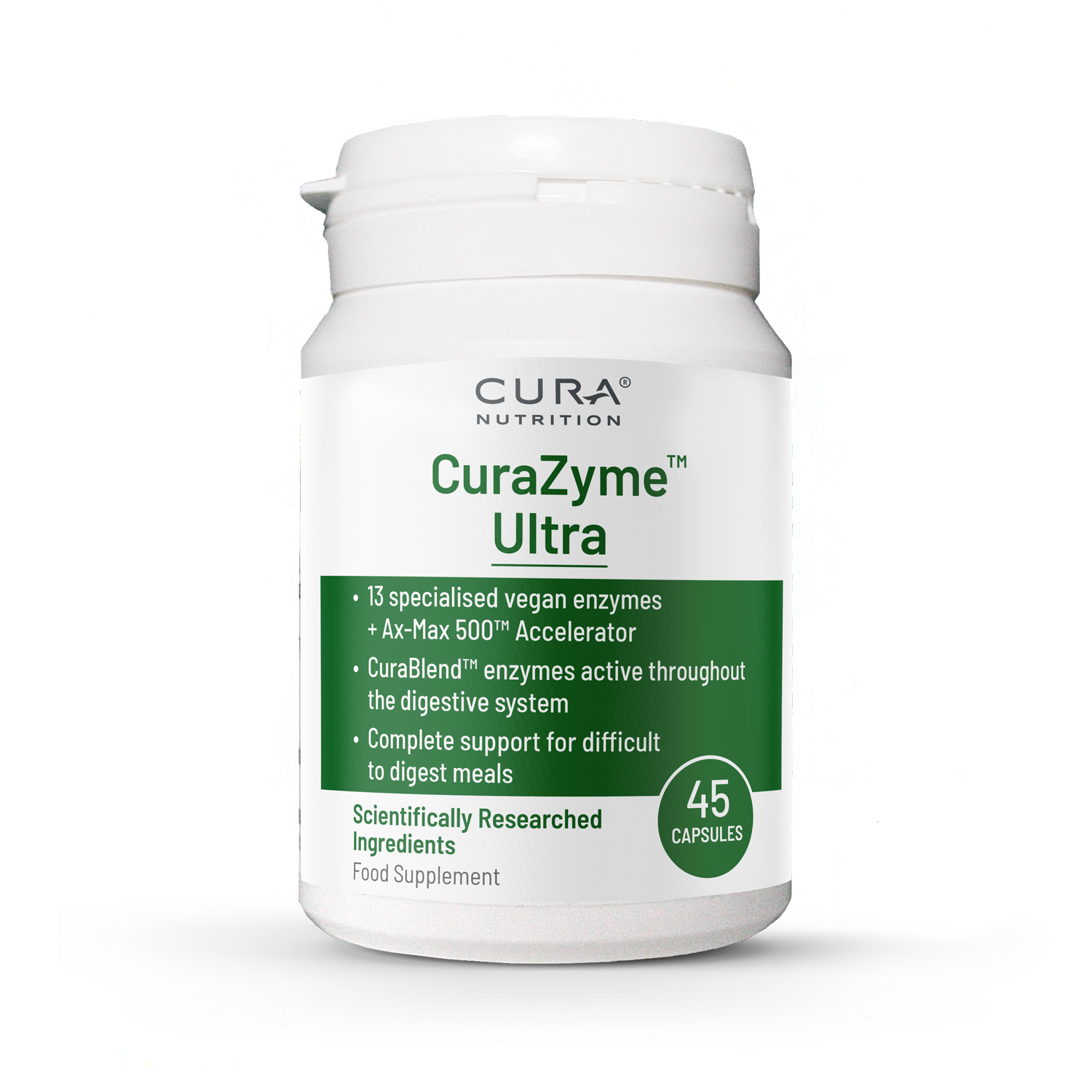 CuraZyme Ultra - Advanced Digestive Relief - 45 Capsules | Cura Nutrition