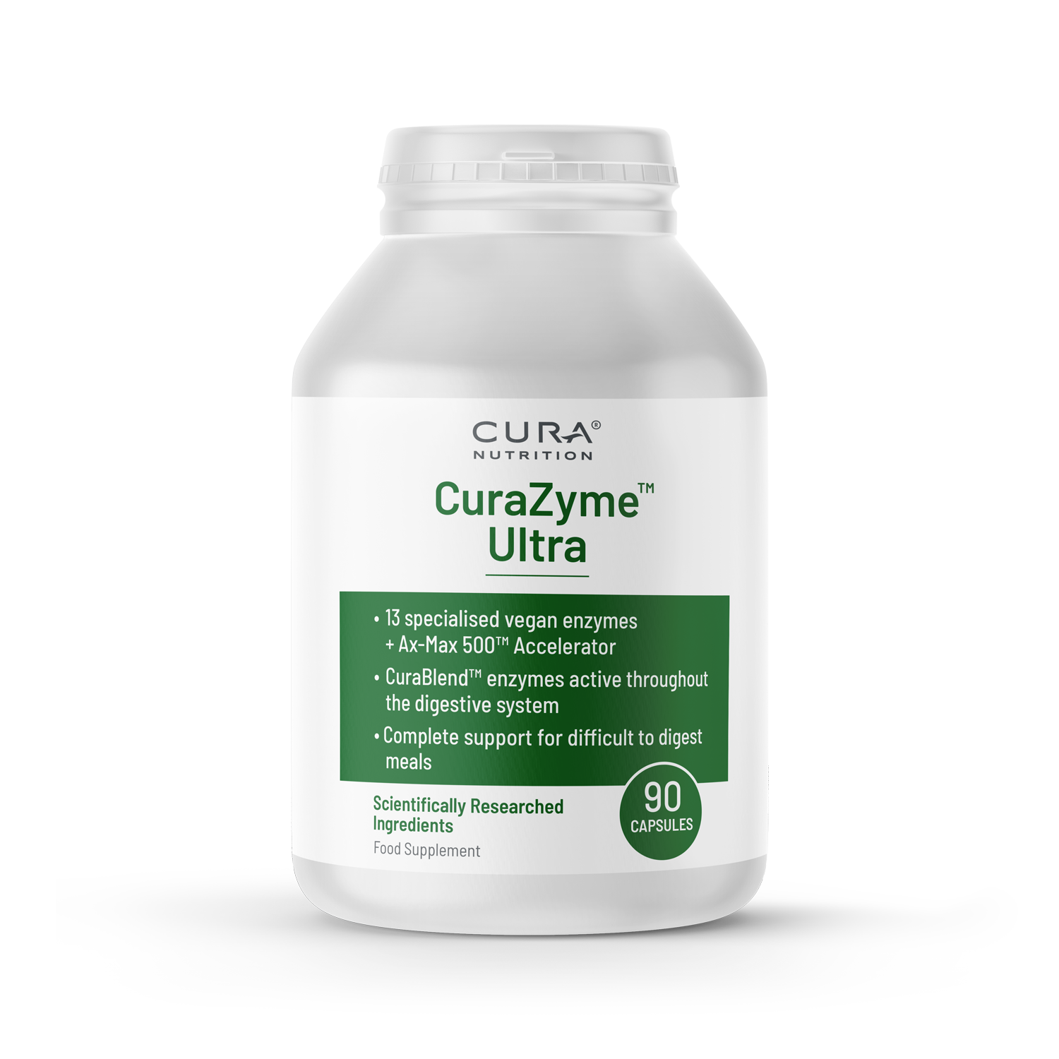 CuraZyme Ultra - Advanced Digestive Relief - 90 Capsules | Cura Nutrition