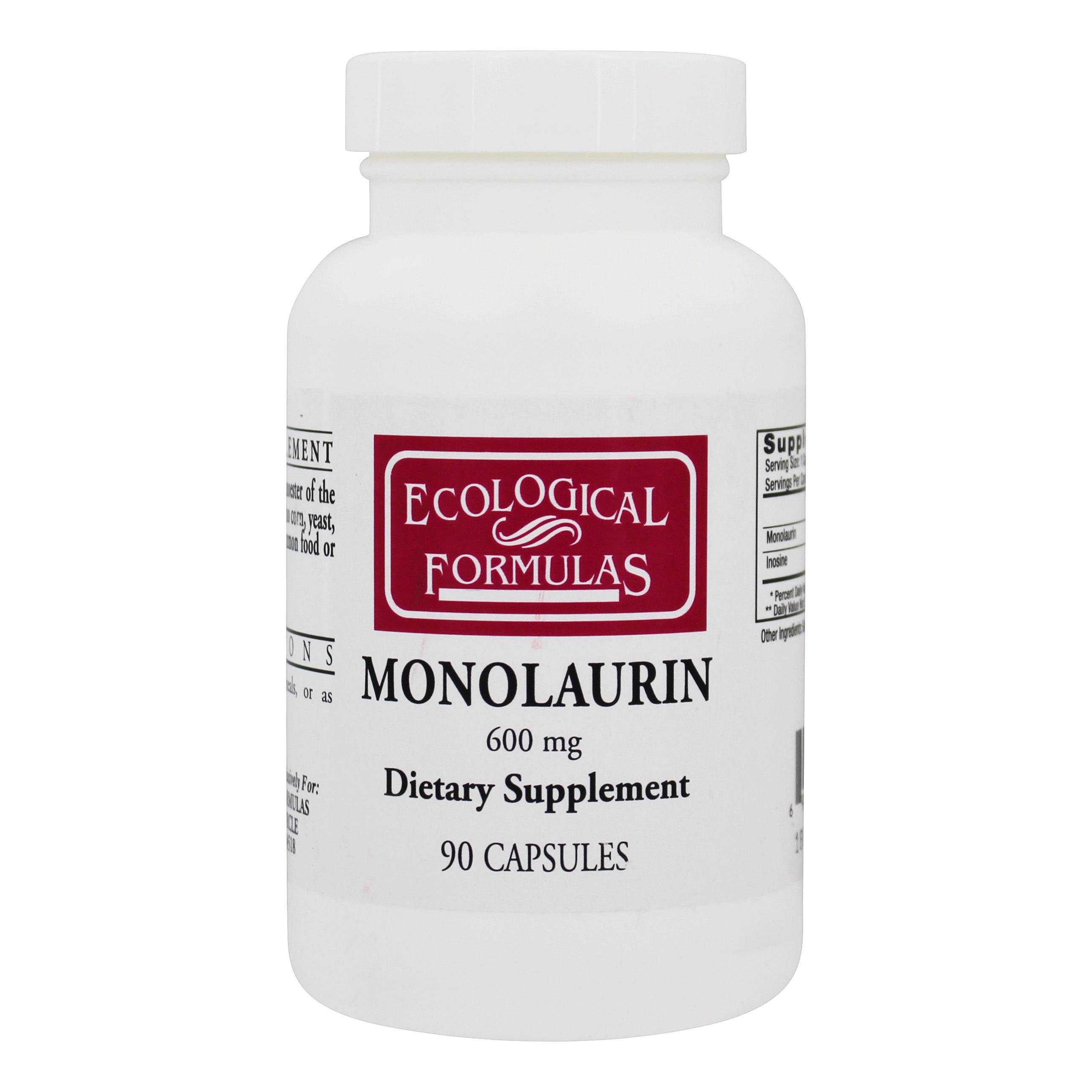 Monolaurin 600mg (Lauric Acid) - 90 Capsules | Ecological Formulas