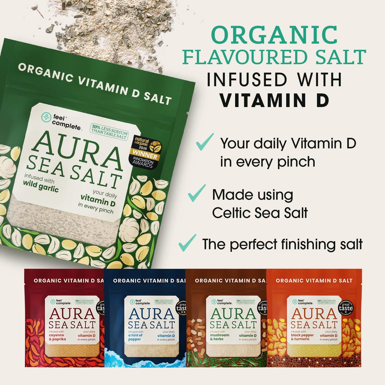 Aura Sea Salt - Wild Garlic - 80g | Feel Complete