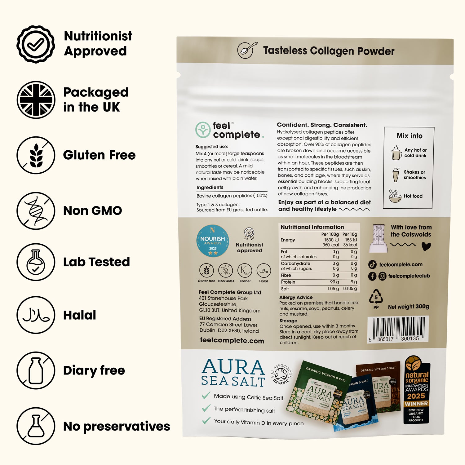 Protein Collagen - Grass Fed Collagen Peptides - 300g | Feel Complete