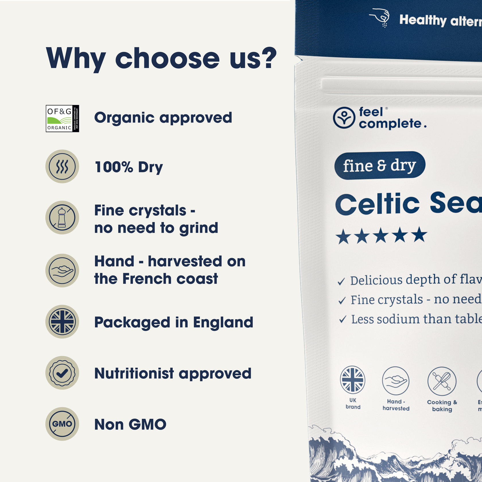 Celtic Sea Salt - Fine & Dry -  400g | Feel Complete