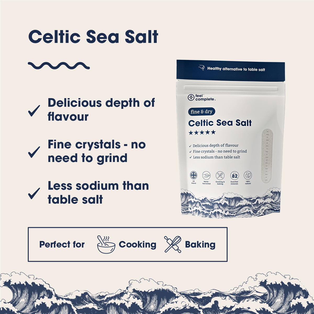 Celtic Sea Salt - Fine & Dry -  400g | Feel Complete