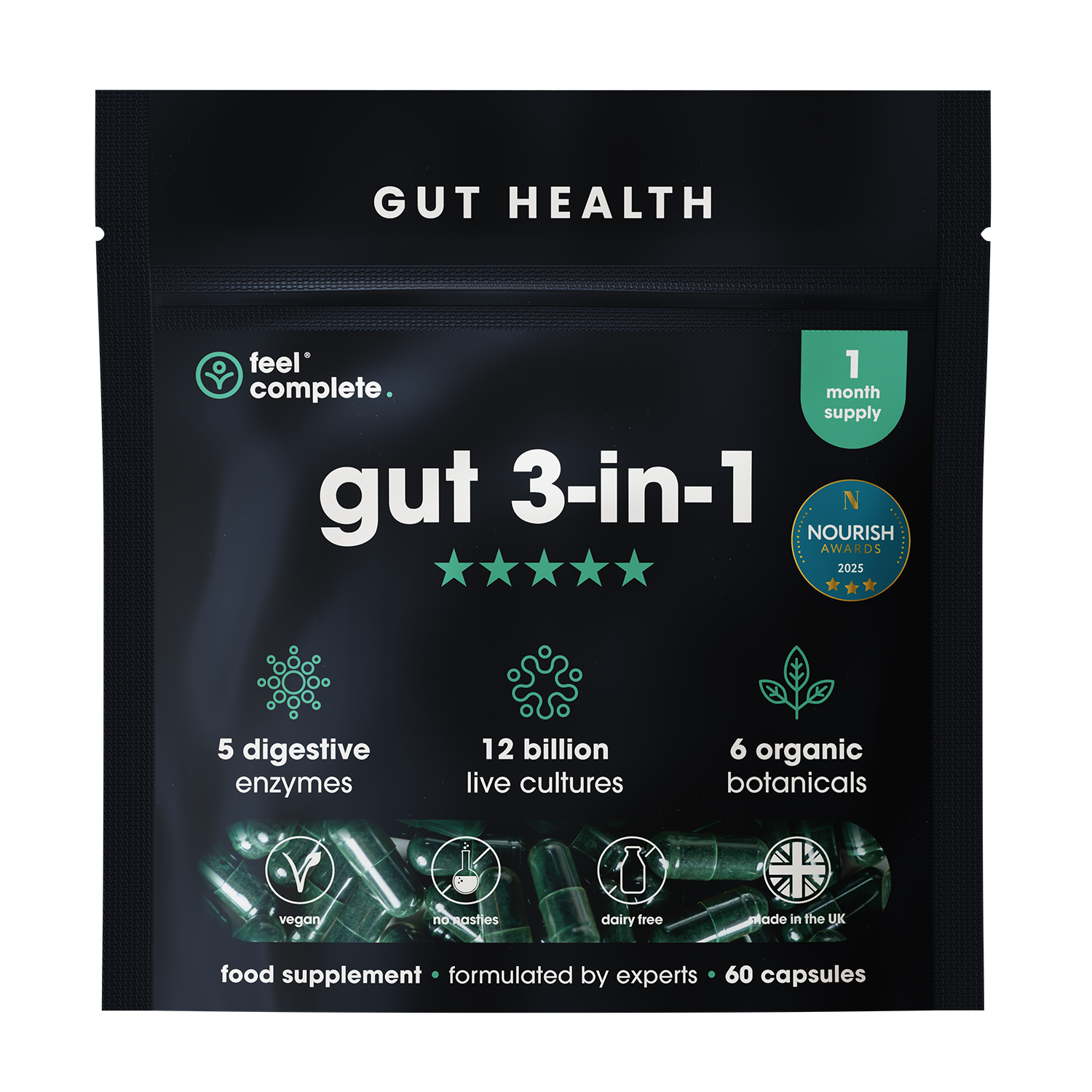 Gut 3-in-1 - 60 Capsules | Feel Complete