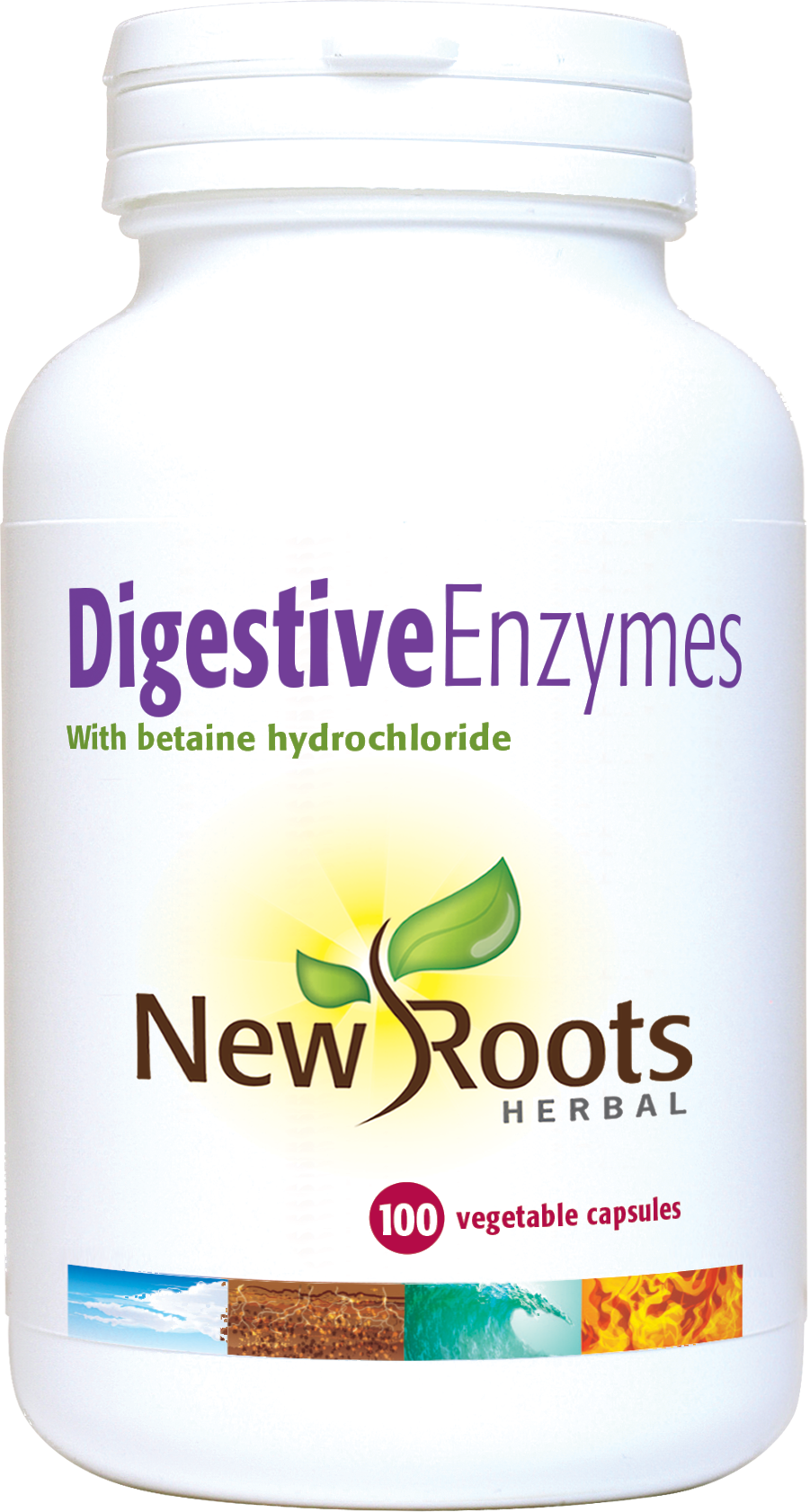 Digestive Enzymes with Betaine Hydrochloride - 100 Capsules | New Roots Herbal