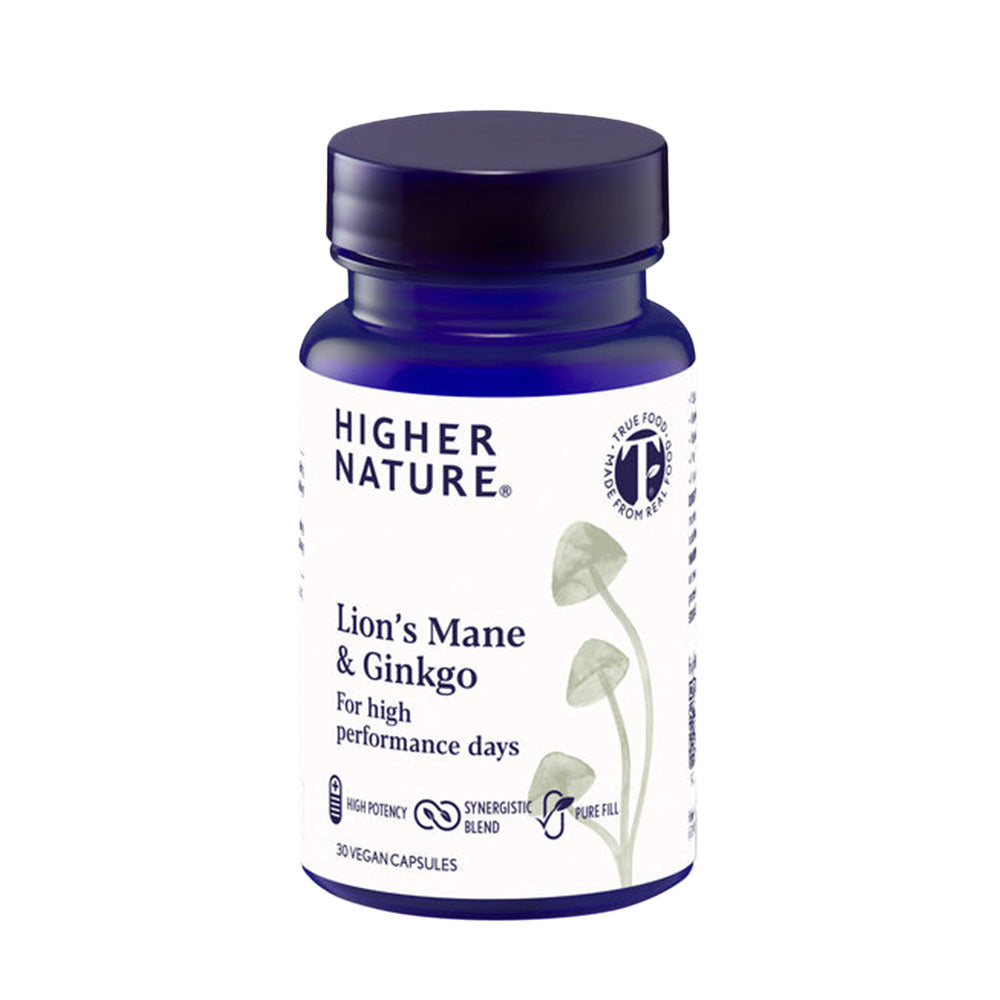 Lions Mane & Ginkgo - 30 Capsules | Higher Nature