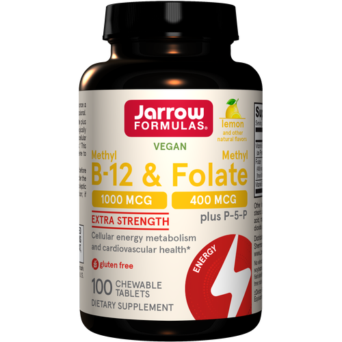 Methyl B-12 & Methyl Folate (Lemon Flavour) - 100 Chewable Tablets | Jarrow Formulas