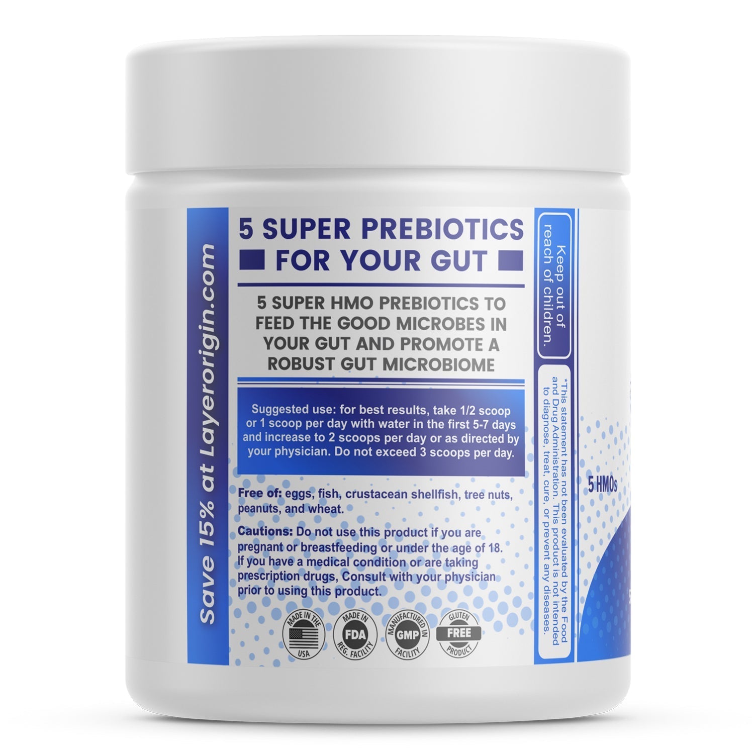 SuperHMO Prebiotic Mix with 5 HMO's - 28 Servings | Layer Origin