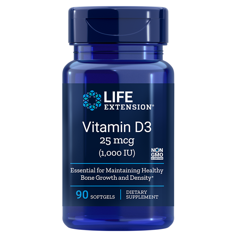 Vitamin D3 25mcg (1,000 IU) - 90 Softgels | Life Extension