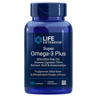 Super Omega-3 Plus EPA/DHA with Sesame Lignans, Olive Extract, Krill & Astaxanthin - 120 Softgels | Life Extension