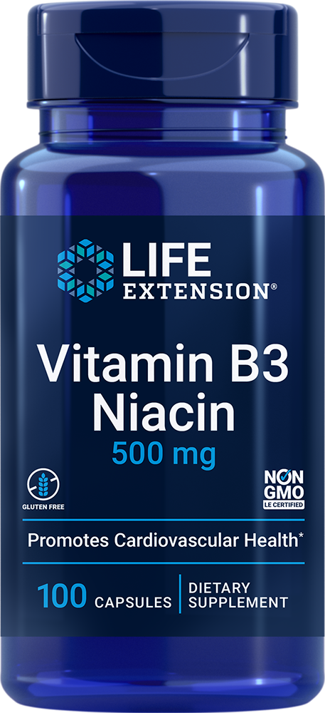 Vitamin B3 Niacin - 100 Capsules | Life Extension