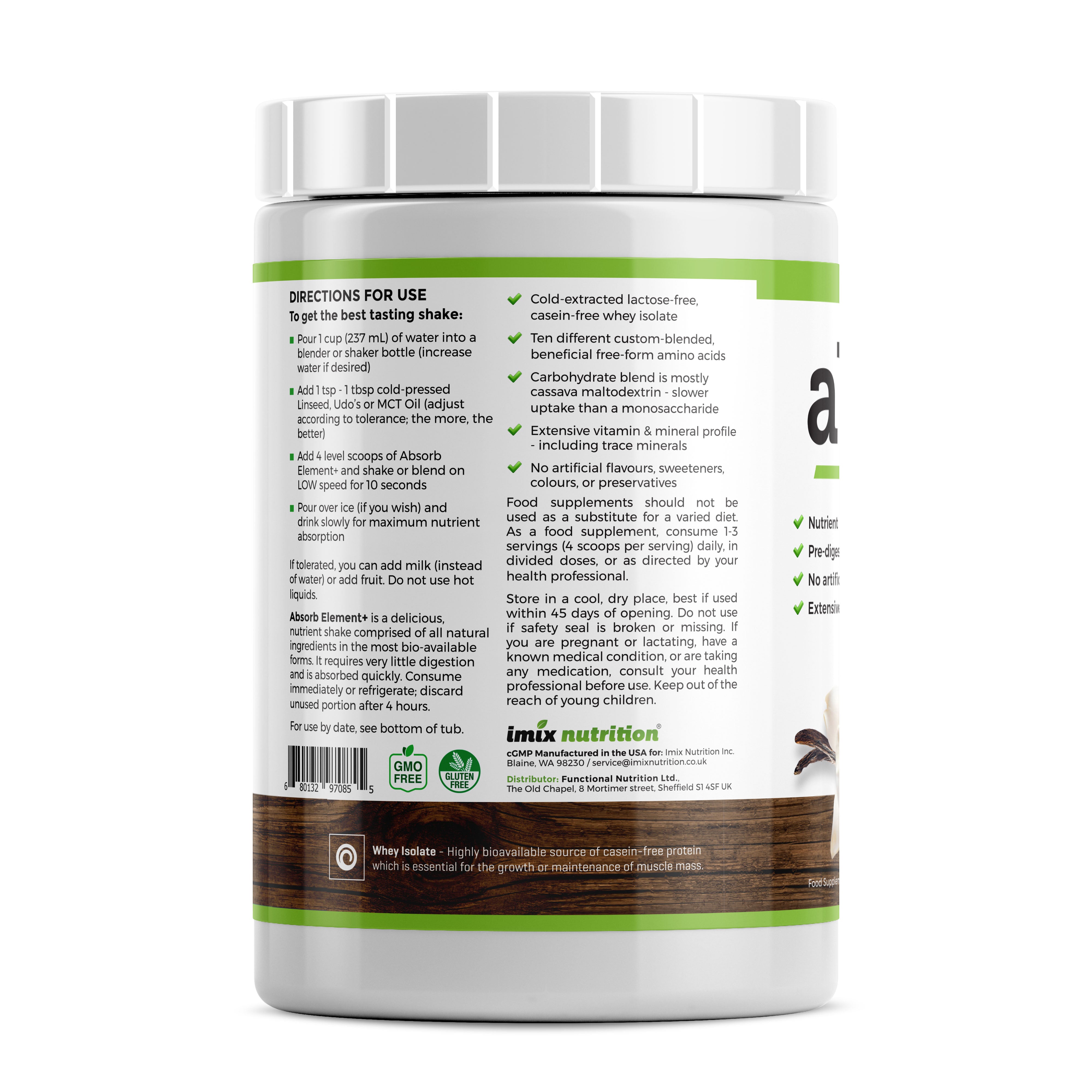 Absorb Element+ Unsweetened Vanilla – 1kg | Imix Nutrition