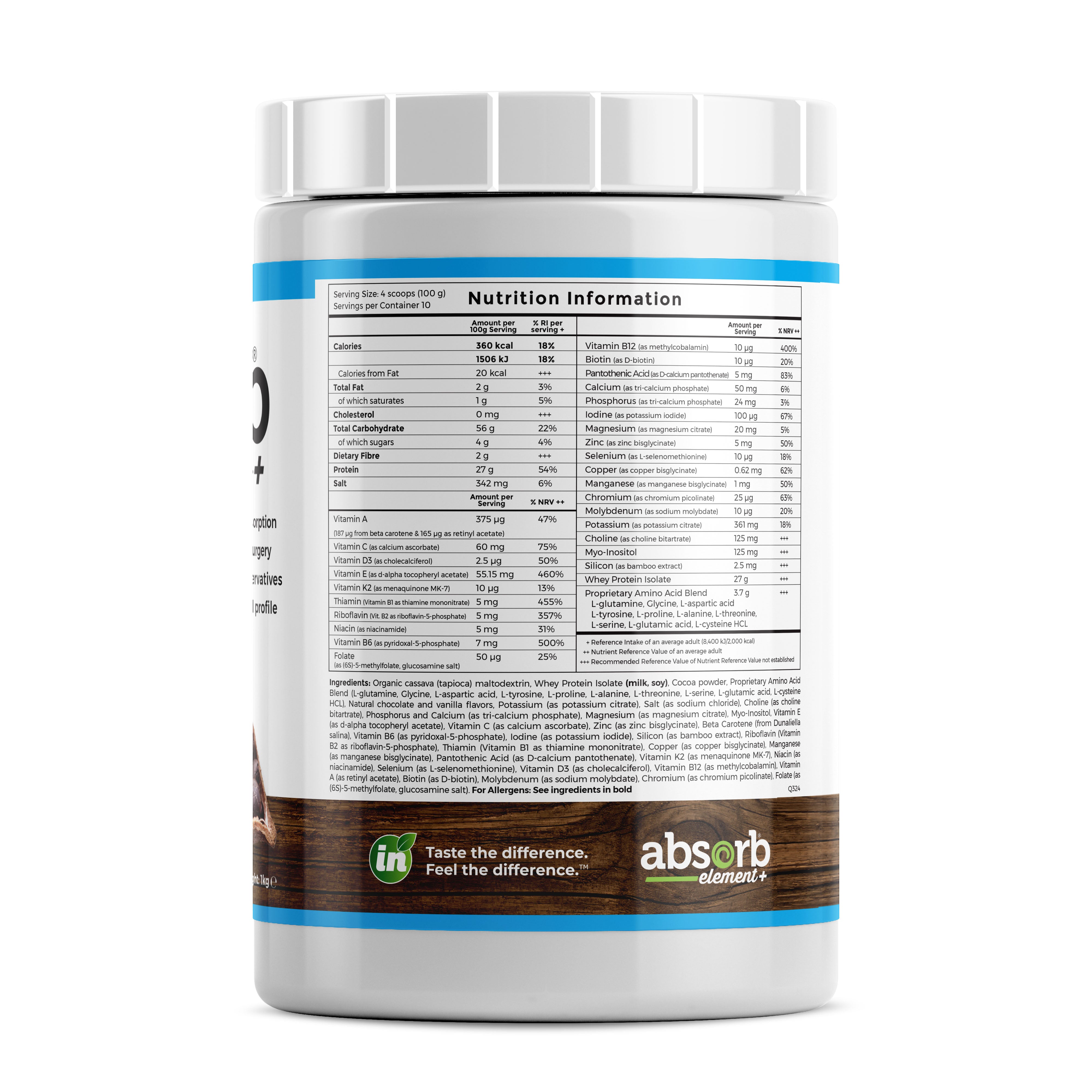 Absorb Element+ Unsweetened Chocolate - 1kg | Imix Nutrition