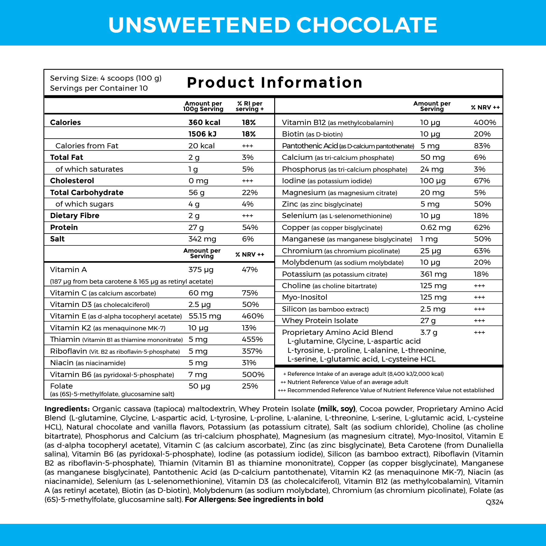 Absorb Element+ Unsweetened Chocolate - 1kg | Imix Nutrition