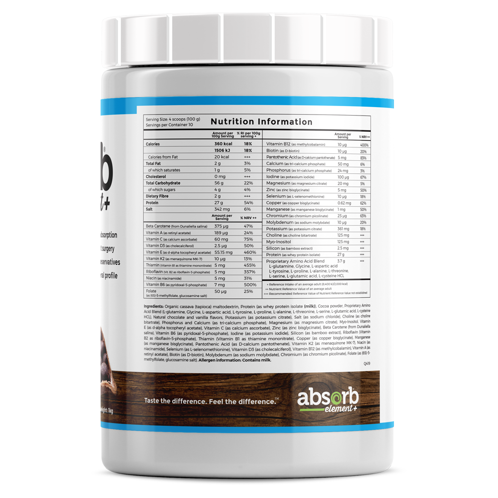 Absorb Element+ Unsweetened Chocolate - 1kg | Imix Nutrition