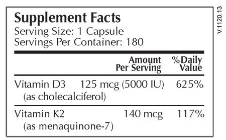 Vitamin D + K 5000 - 180 Capsules | Moss Nutrition