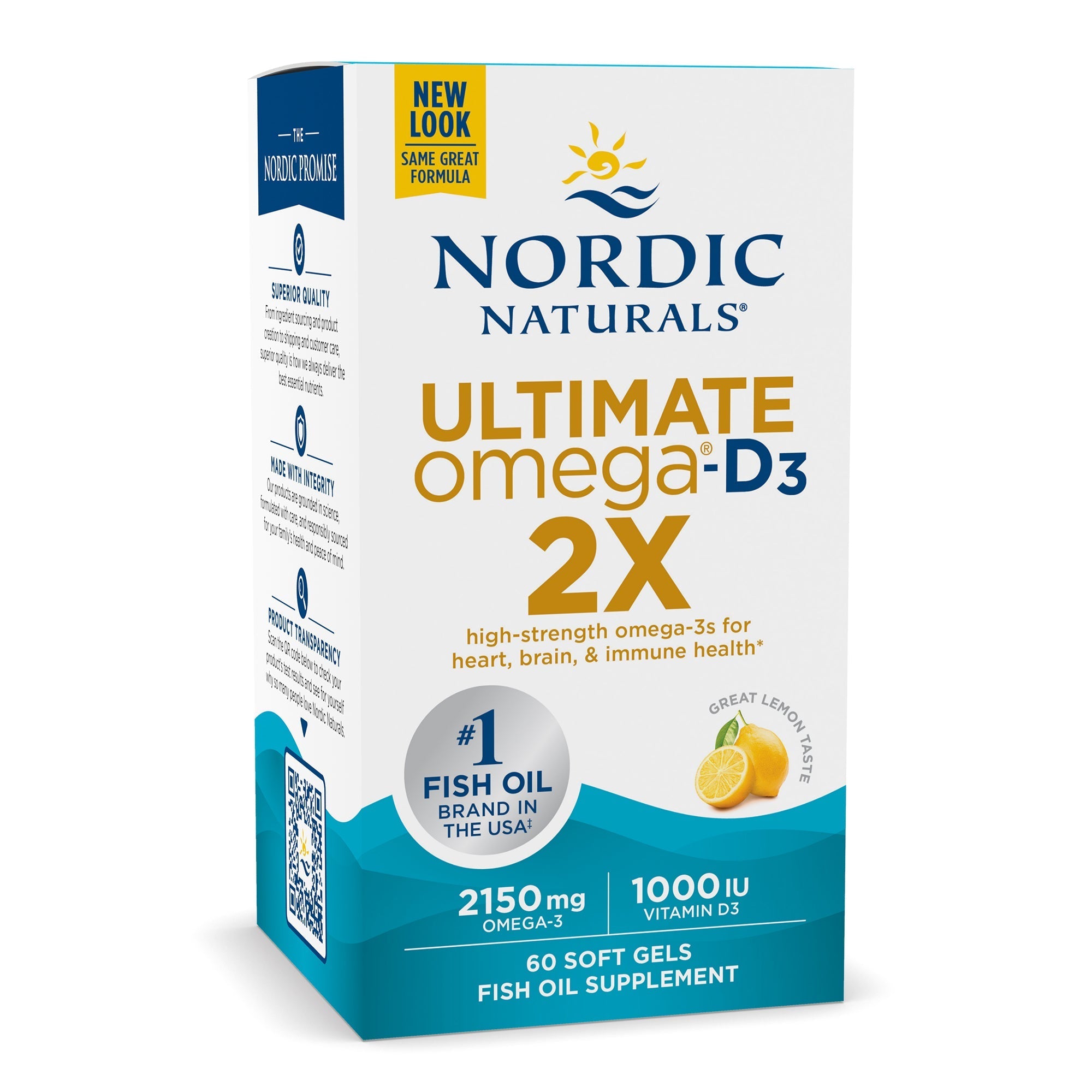 Ultimate Omega-D3 2X 2150mg (Lemon Flavour) - 60 Softgels | Nordic Naturals