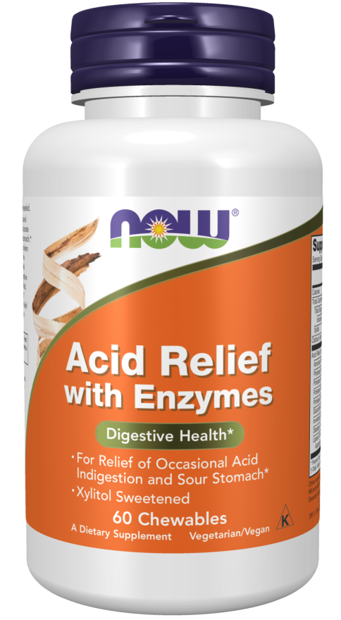Acid Relief with Enzymes - 60 Chewable Tablets | NOW Foods