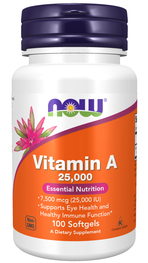 Vitamin A 25,000 - 100 Softgels | NOW Foods