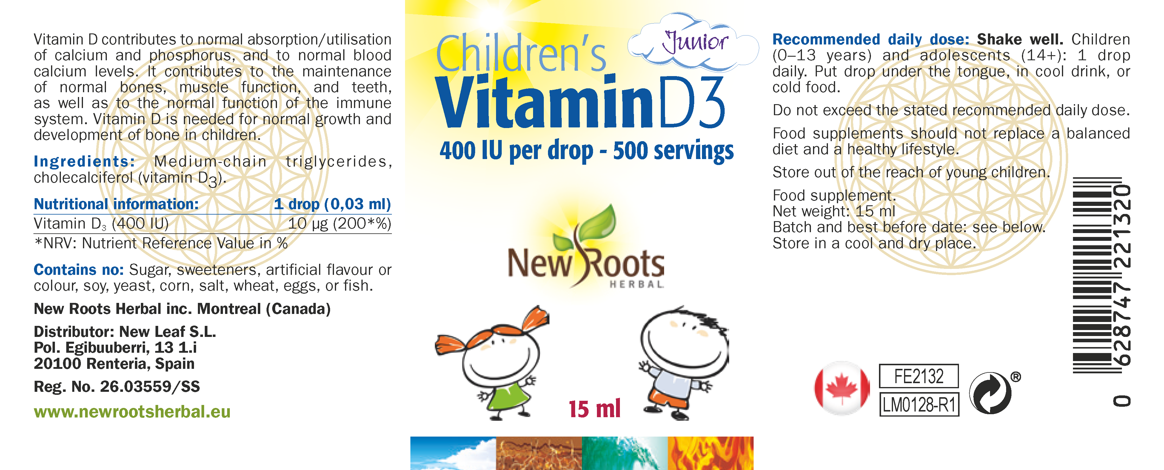 Children's Vitamin D3 - 15ml | New Roots Herbal