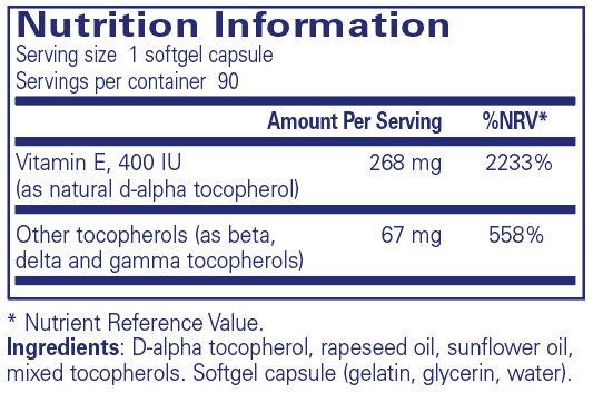 Vitamin E (mixed tocopherols) - 90 Softgels | Pure Encapsulations