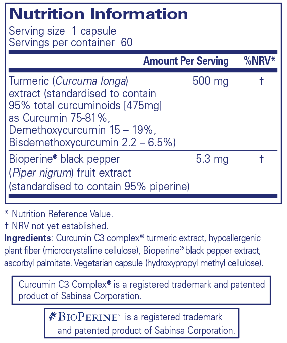 Curcumin 500 with Bioperine - 60 Capsules | Pure Encapsulations