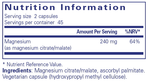 Magnesium (citrate/malate) - 90 Capsules | Pure Encapsulations