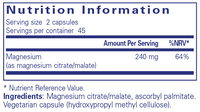 Magnesium (citrate/malate) - 90 Capsules | Pure Encapsulations