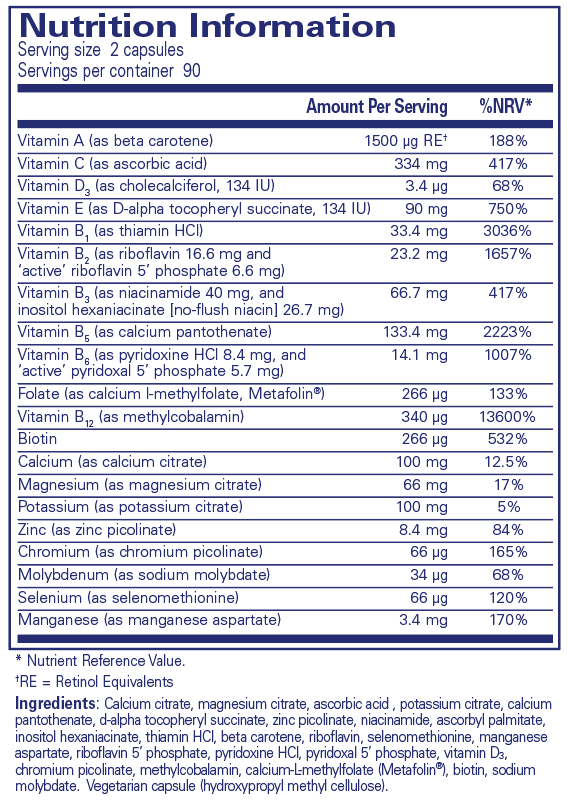 Nutrient 950E without Cu, Fe & Iodine - 180 Capsules | Pure Encapsulations
