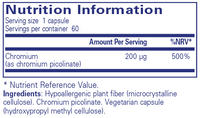 Chromium (picolinate) 200 mcg - 60 Capsules | Pure Encapsulations