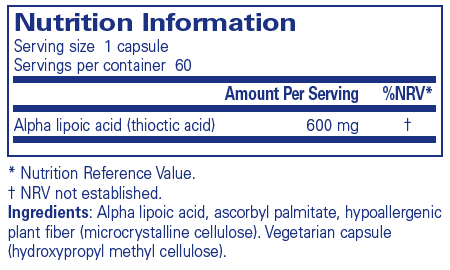 Alpha Lipoic Acid 600 mg - 60 Capsules | Pure Encapsulations