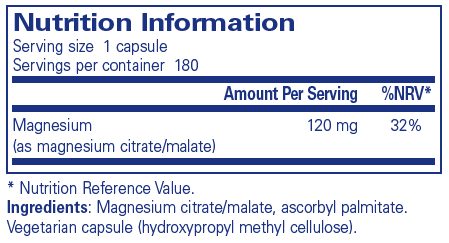 Magnesium (citrate/malate) - 180 Capsules | Pure Encapsulations