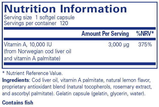 Vitamin A 10,000 IU  - 120 Softgels | Pure Encapsulations