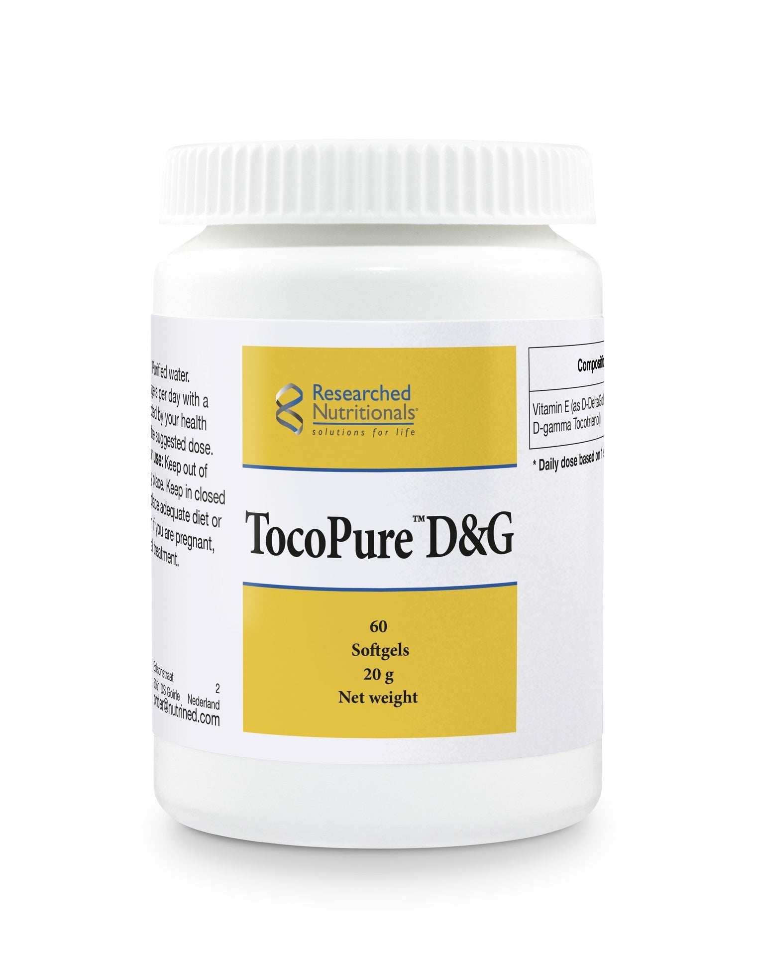 TocoPure D&G (High Potency Tocotrienols) - 60 Softgels | Researched Nutritionals