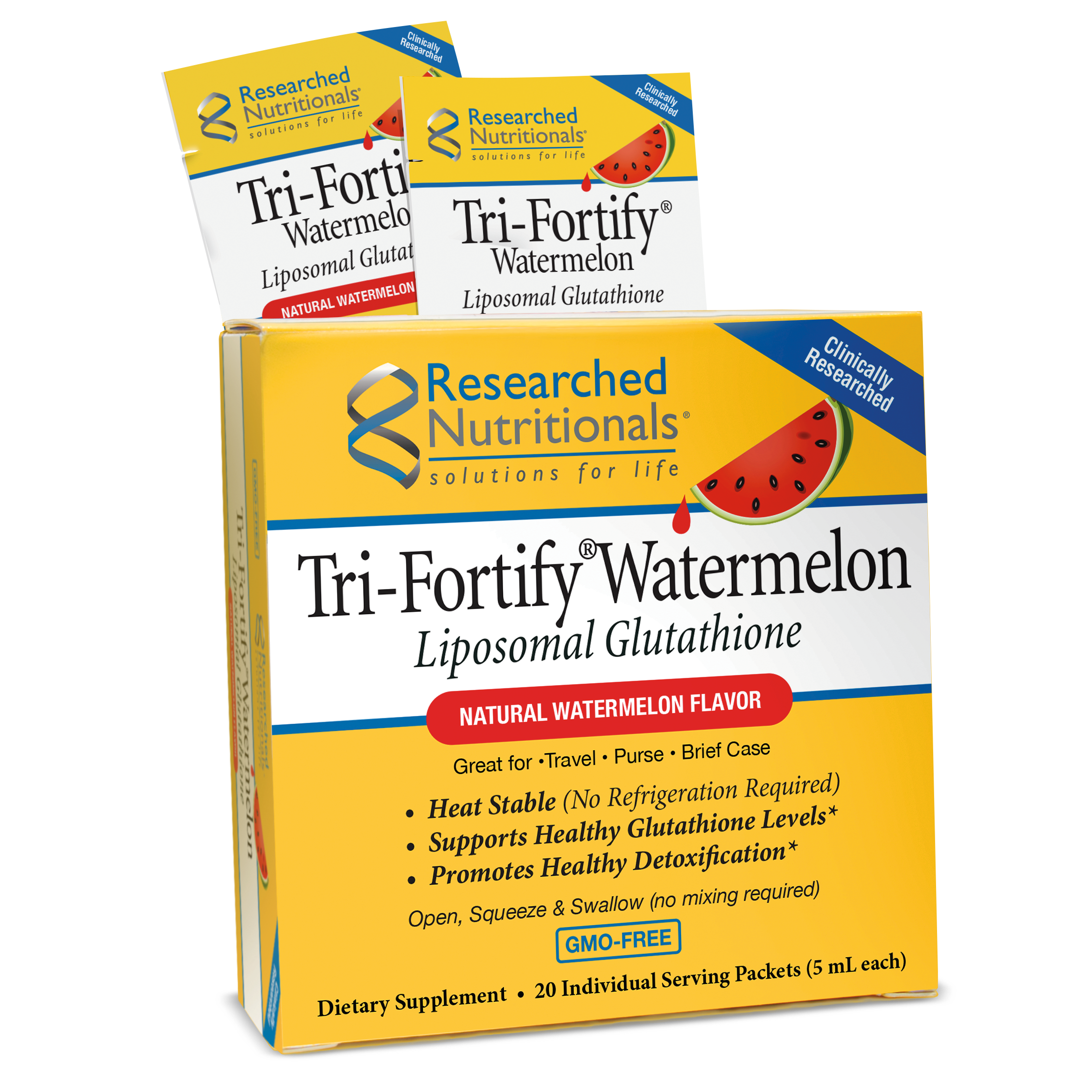 Tri-Fortify Watermelon (Liposomal Glutathione & Vitamin C) - 20 Pack Box | Researched Nutritionals