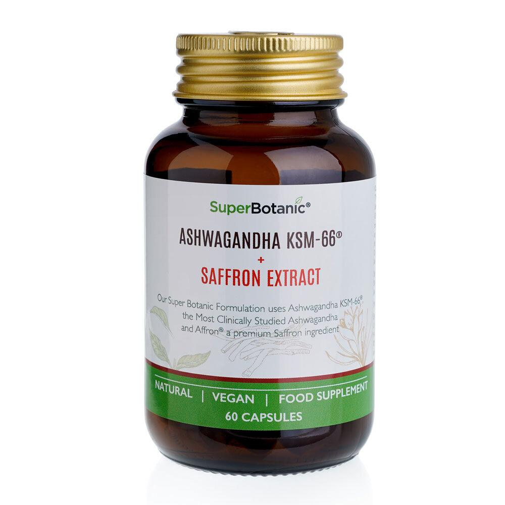 Ashwagandha KSM-66 + Saffron Extract - 60 Capsules | Super Botanic