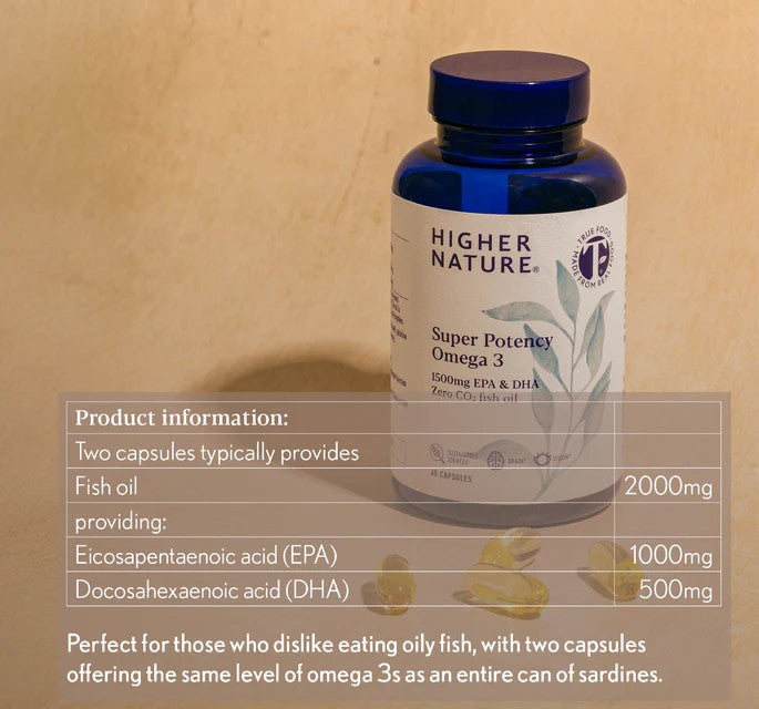 Super Potency Omega Fish Oil - 60 Capsules | Higher Nature