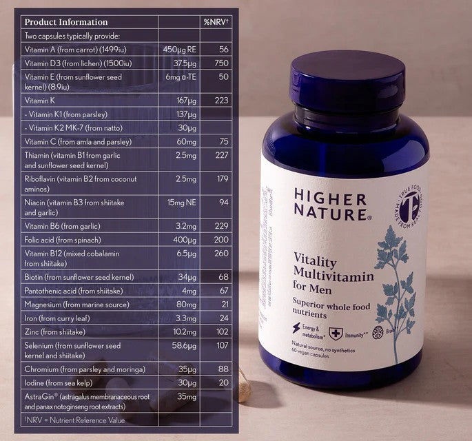 Vitality Multivitamin for Men - 60 Capsules | Higher Nature