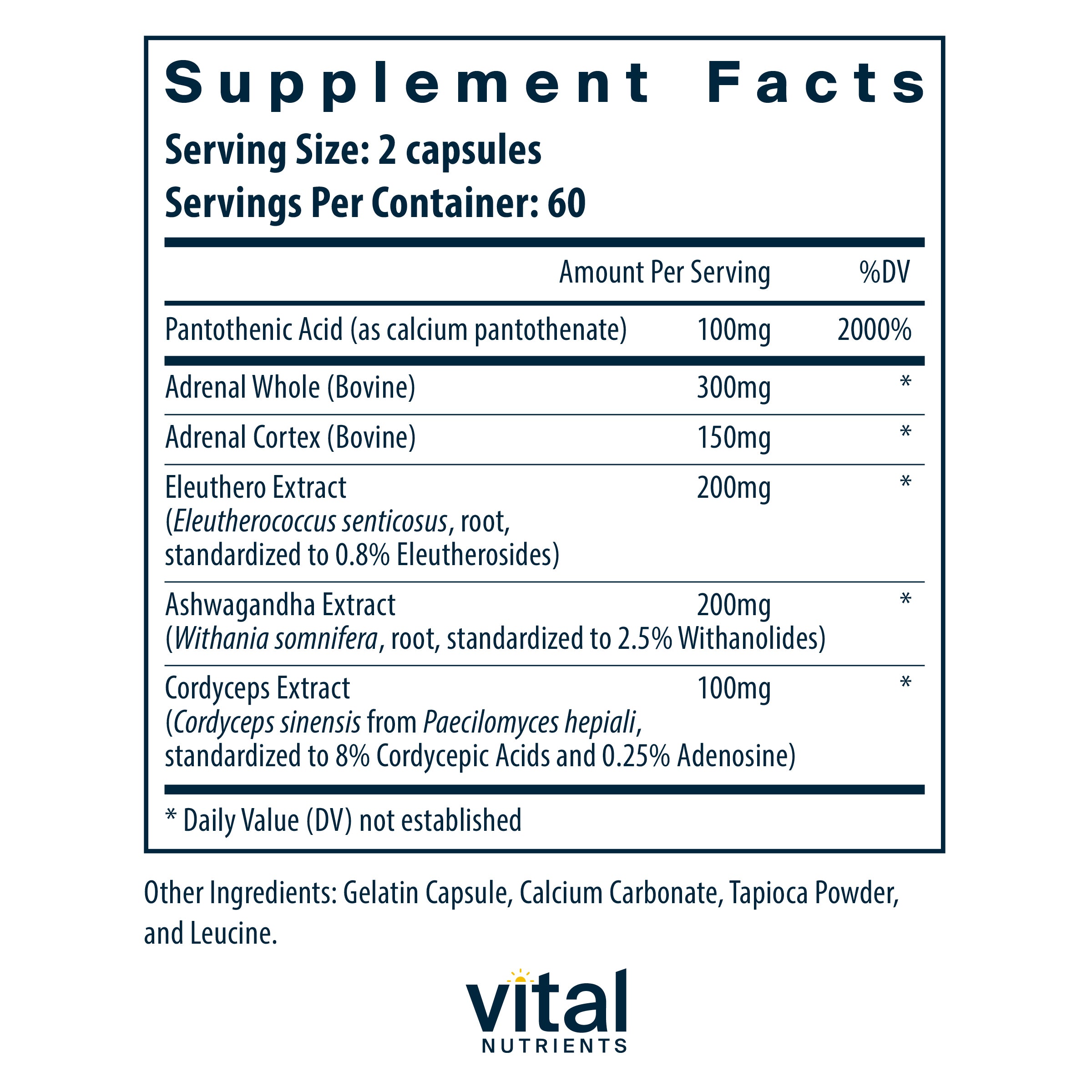 Adrenal Support - 120 Capsules | Vital Nutrients