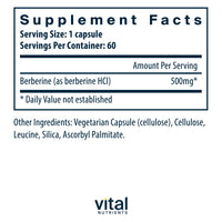 Berberine 500mg - 60 Capsules | Vital Nutrients