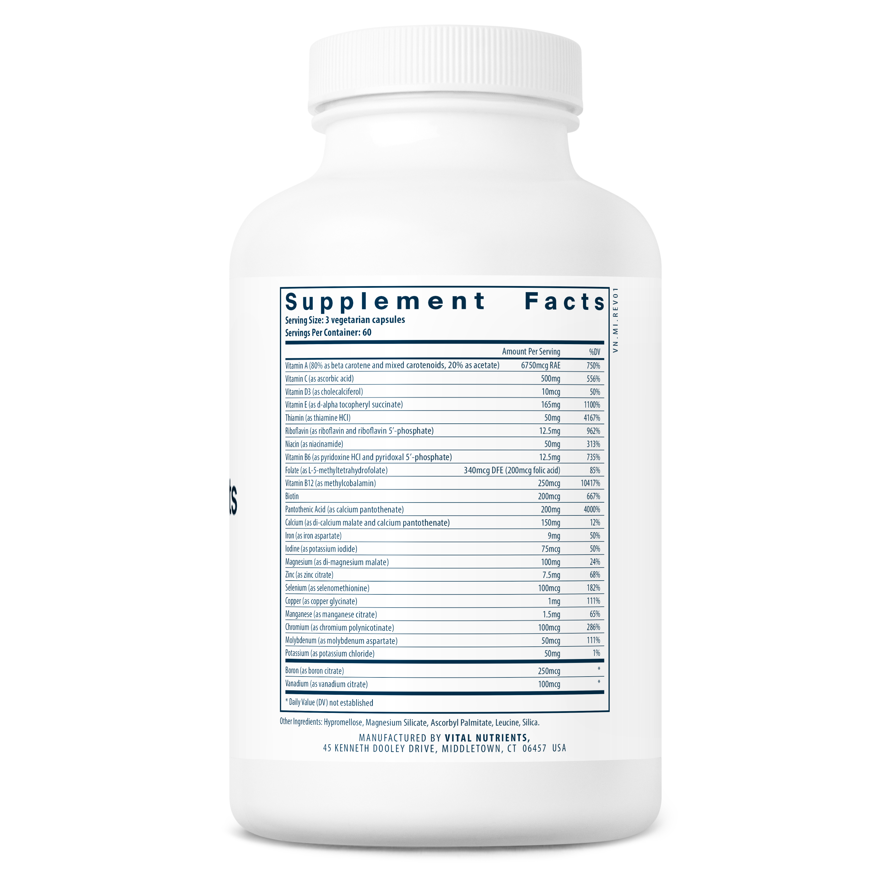 Multi-Nutrients (with Iron & Iodine) - 180 Capsules | Vital Nutrients