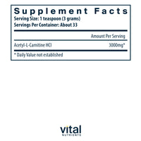 Acetyl L-Carnitine Powder - 100g | Vital Nutrients