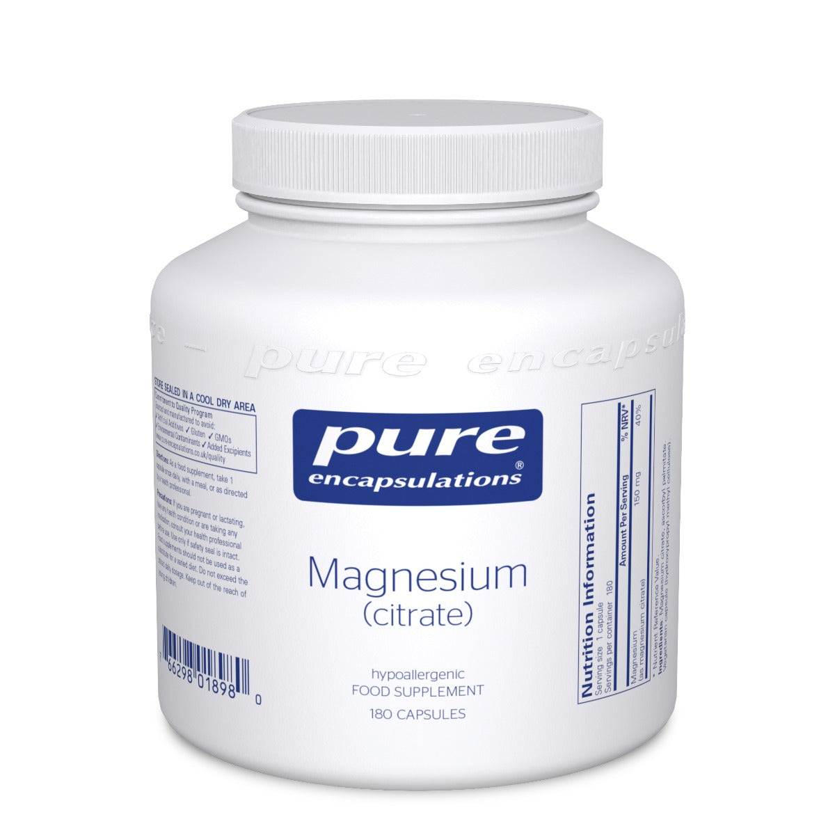 Magnesium (Citrate) - 180 Capsules | Pure Encapsulations